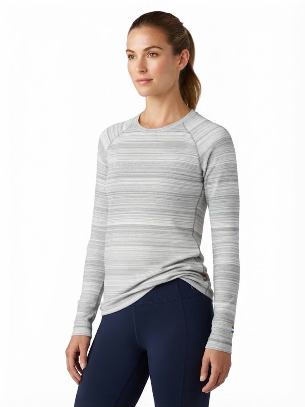 Smartwool Grey White Merino Wool Long Sleeve Base Layer Crew XS⁠